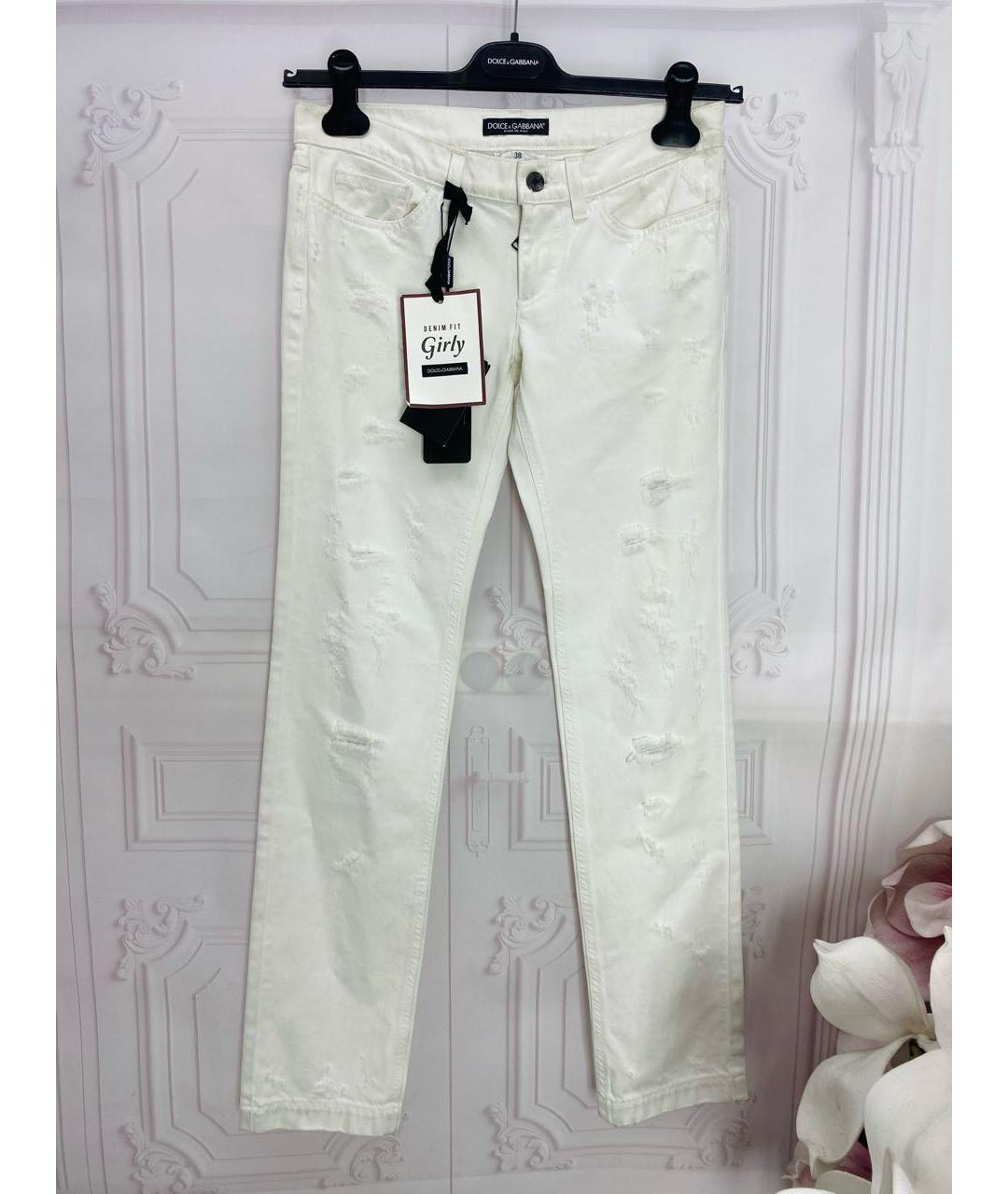 DOLCE&GABBANA Белые хлопковые прямые джинсы, фото 5