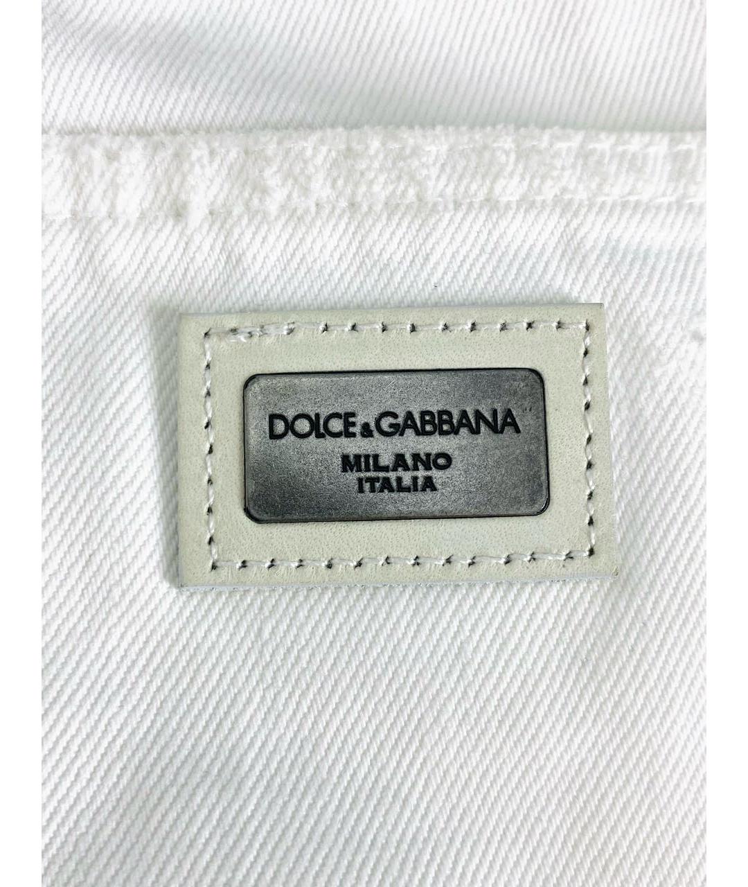 DOLCE&GABBANA Белые хлопковые прямые джинсы, фото 4
