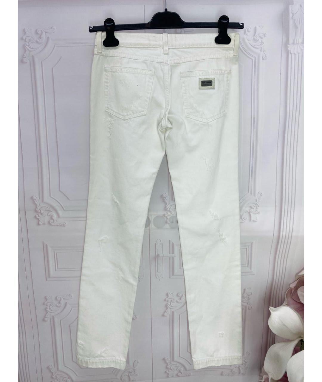 DOLCE&GABBANA Белые хлопковые прямые джинсы, фото 7