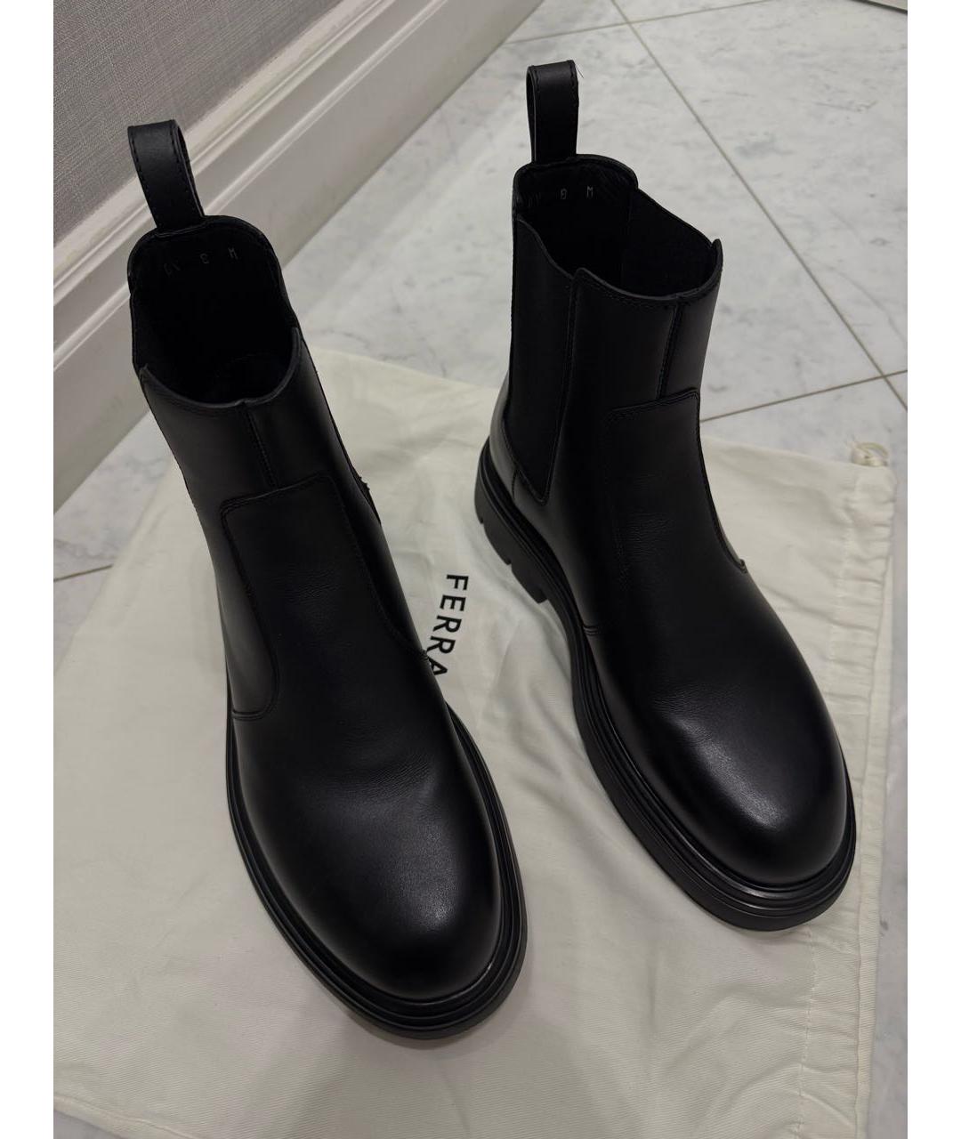 FERRAGAMO Черные кожаные полусапоги, фото 8