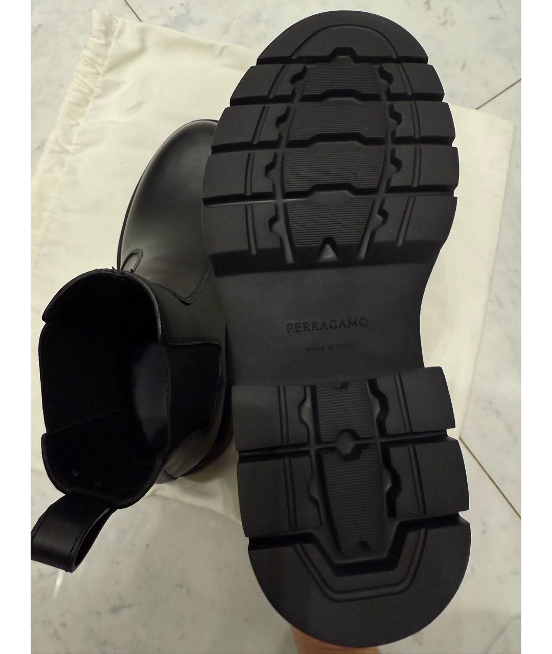 FERRAGAMO Черные кожаные полусапоги, фото 5