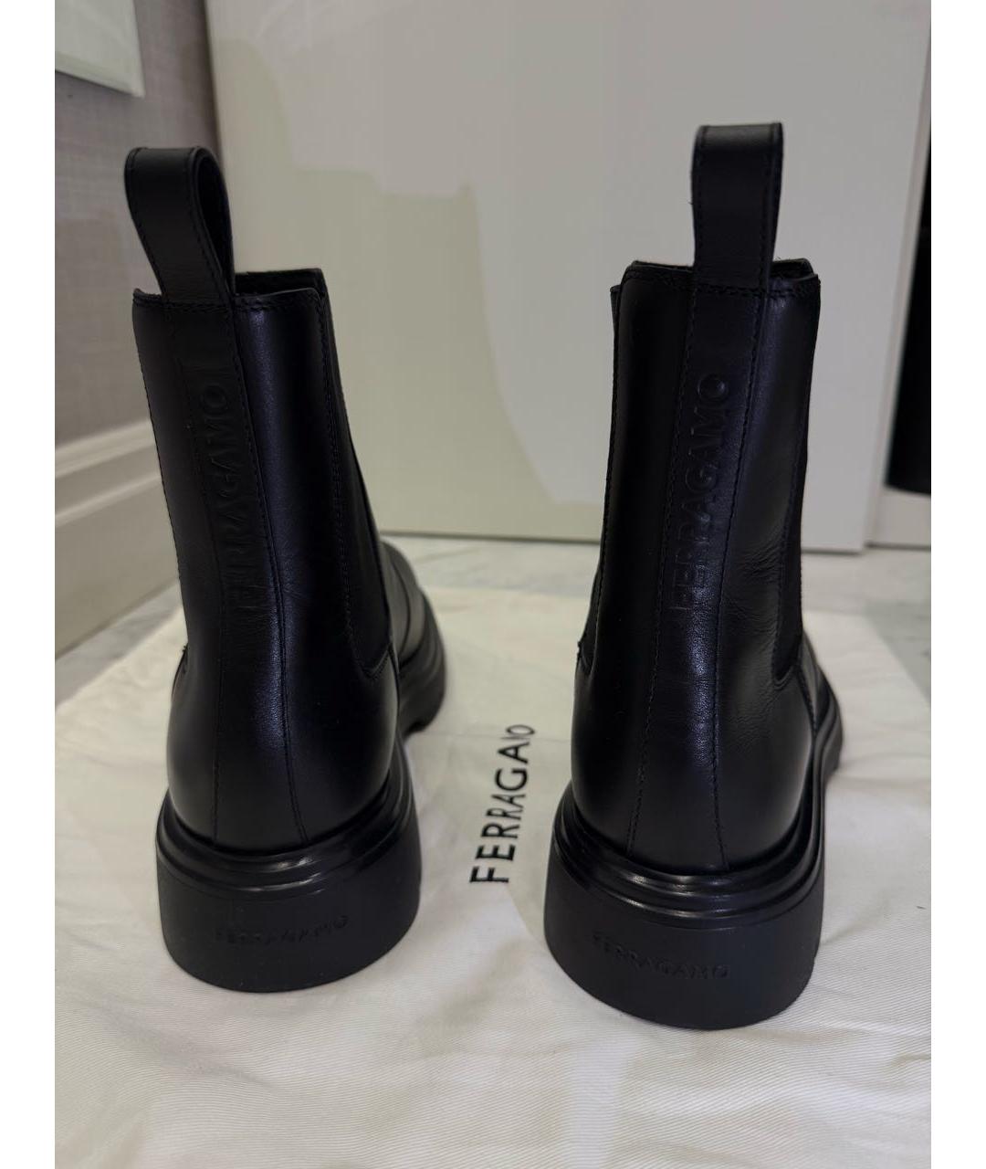 FERRAGAMO Черные кожаные полусапоги, фото 4