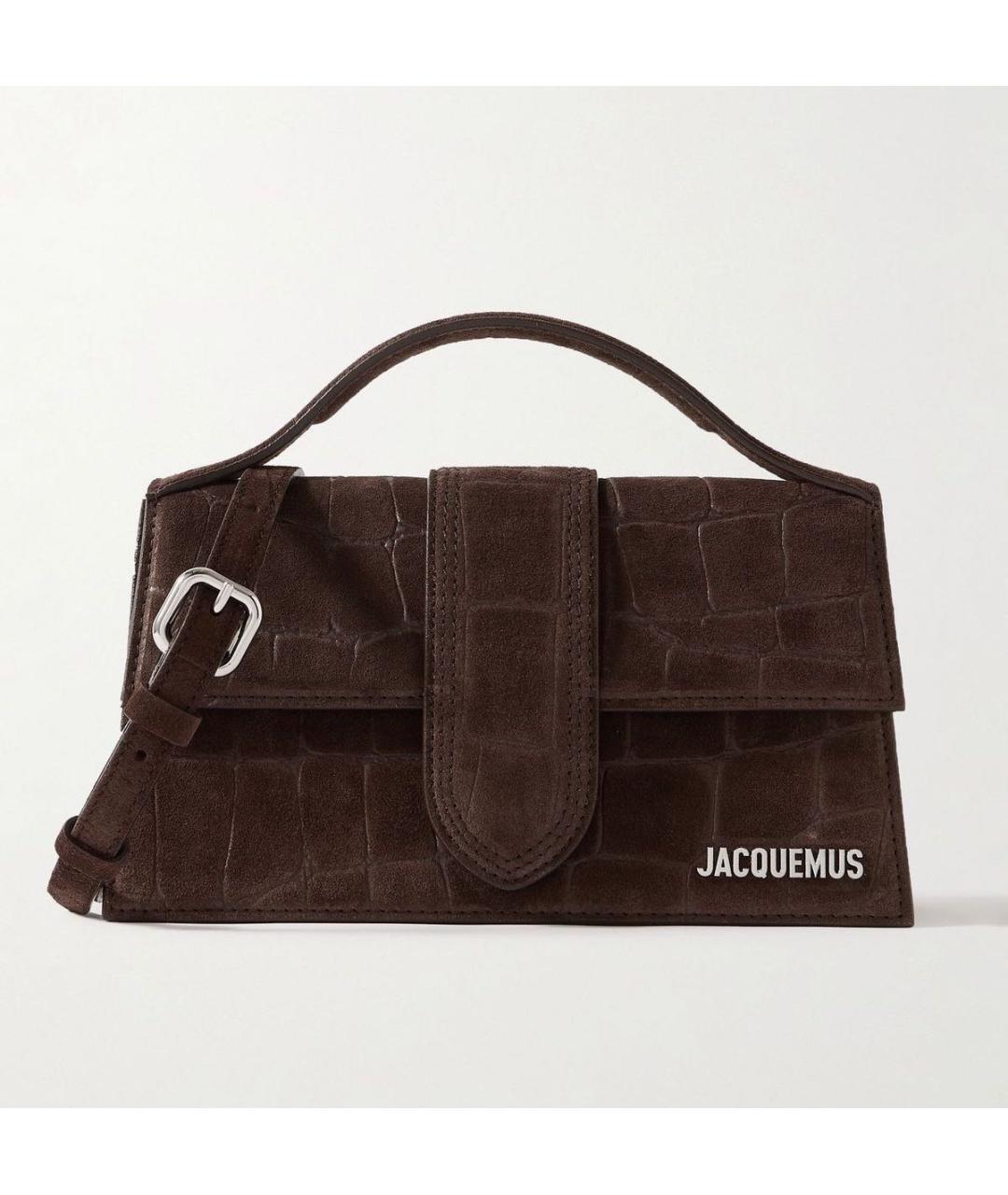 JACQUEMUS Коричневая кожаная сумка с короткими ручками, фото 4