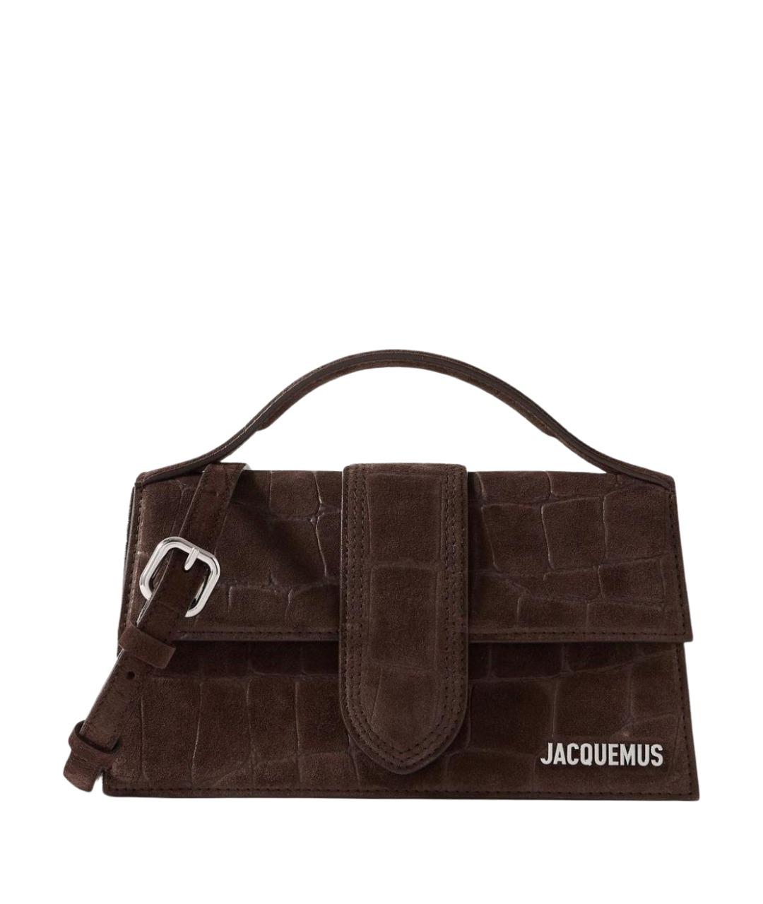 JACQUEMUS Коричневая кожаная сумка с короткими ручками, фото 1