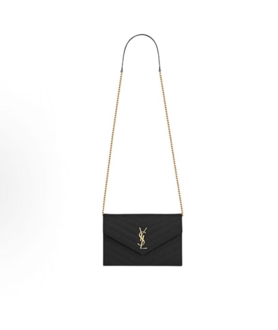 SAINT LAURENT Черная кожаная сумка через плечо, фото 4