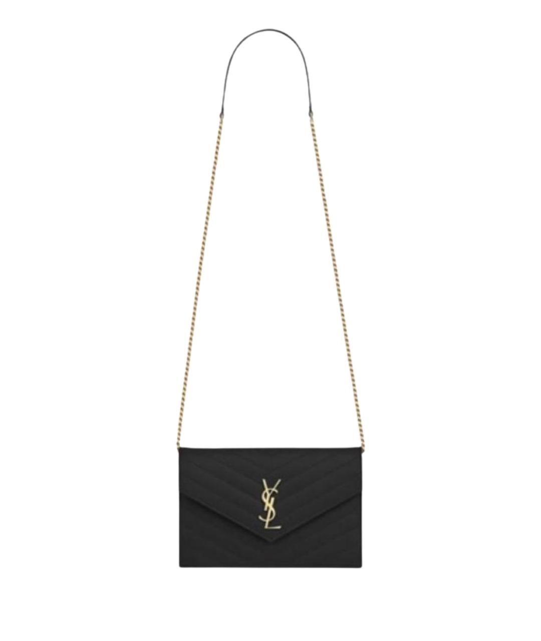 SAINT LAURENT Черная кожаная сумка через плечо, фото 1