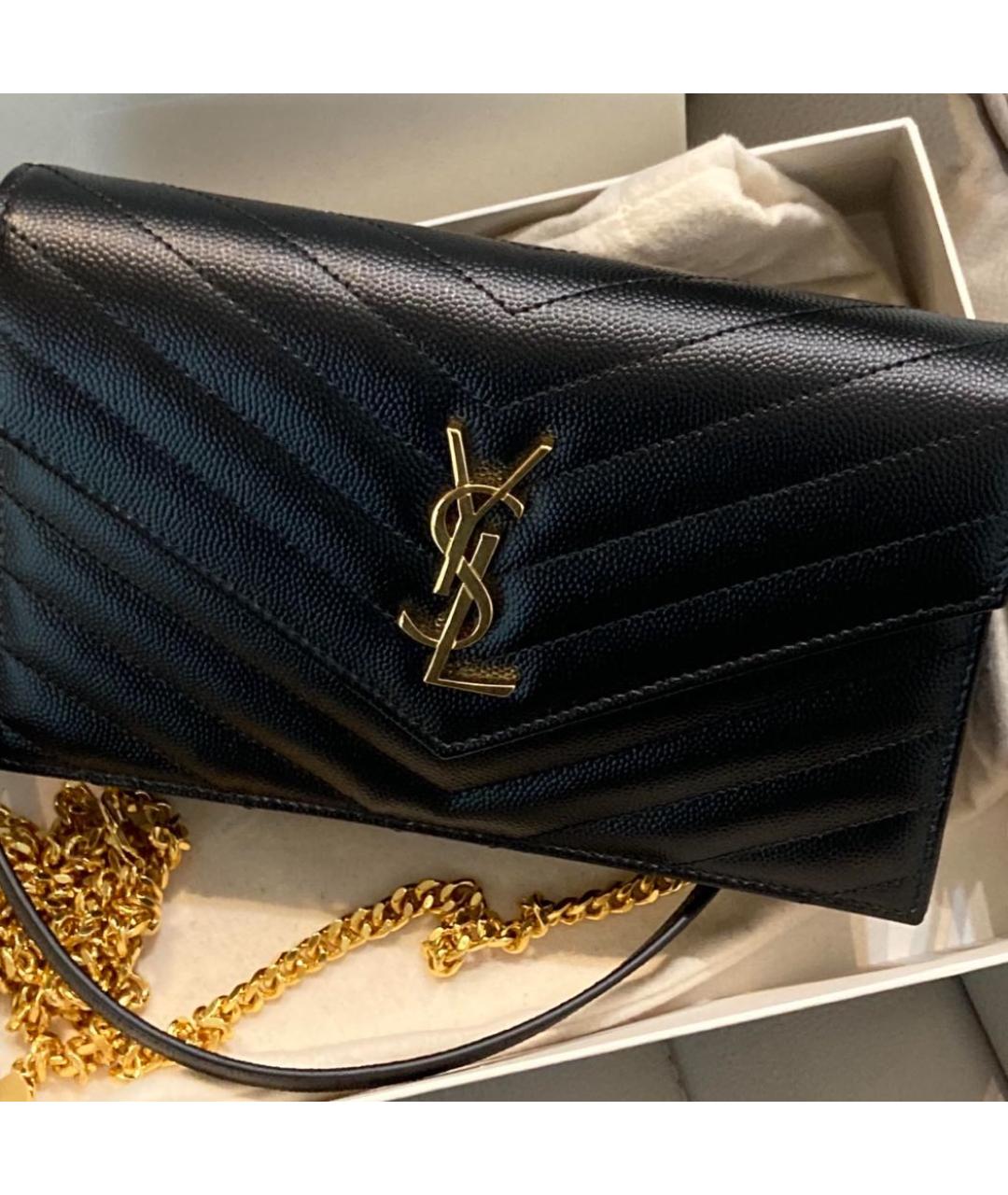 SAINT LAURENT Черная кожаная сумка через плечо, фото 3