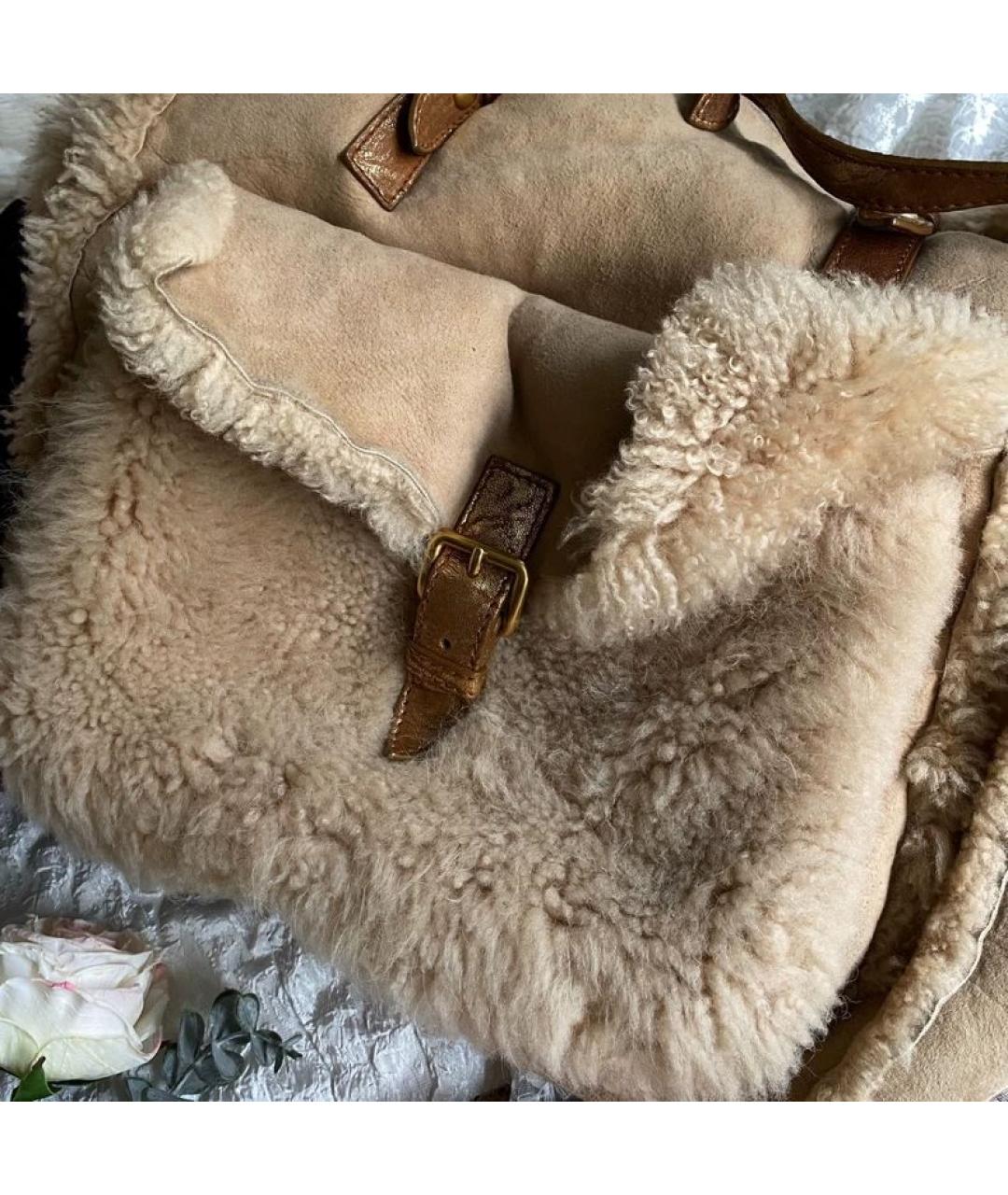 MIU MIU Бежевая меховая сумка через плечо, фото 5