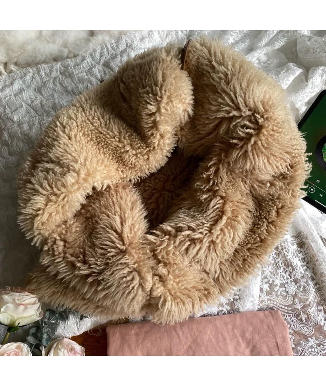 MIU MIU Бежевая меховая сумка через плечо, фото 4