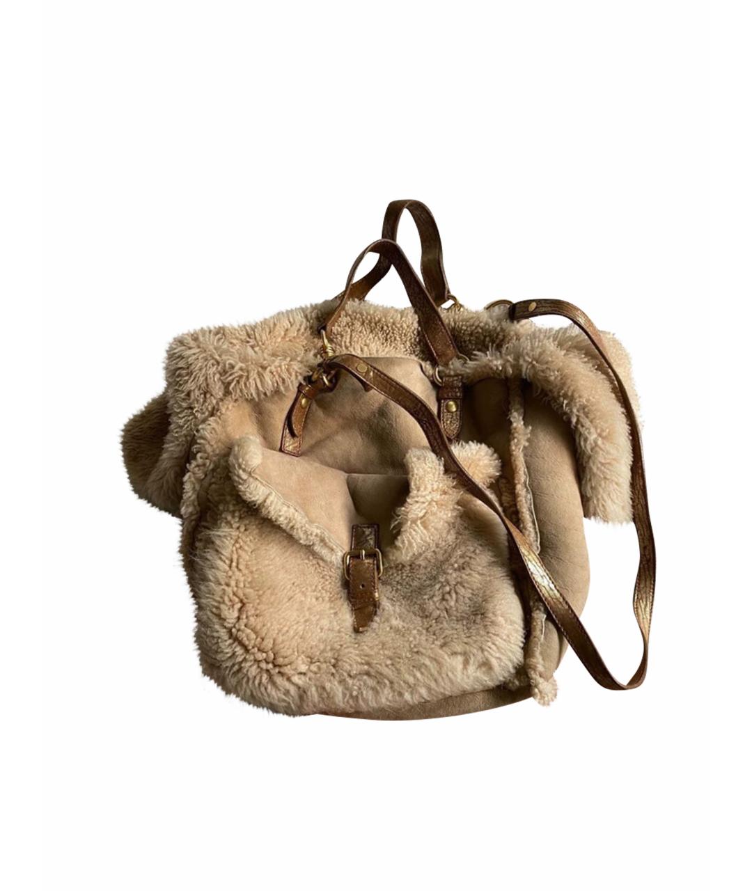 MIU MIU Бежевая меховая сумка через плечо, фото 1