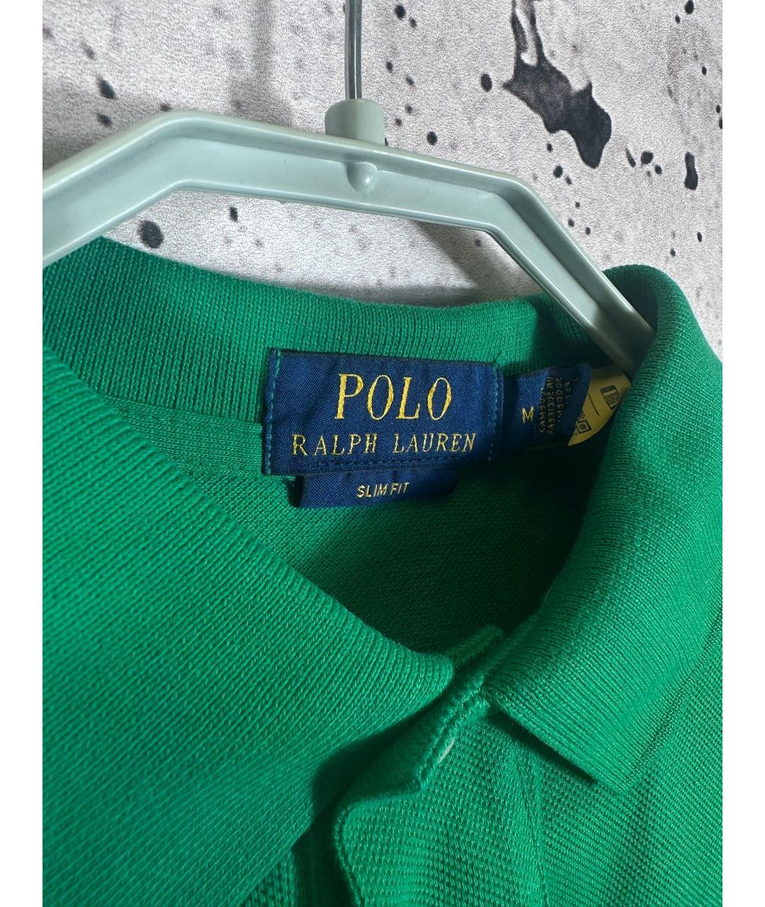POLO RALPH LAUREN Зеленые хлопковое поло с коротким рукавом, фото 2