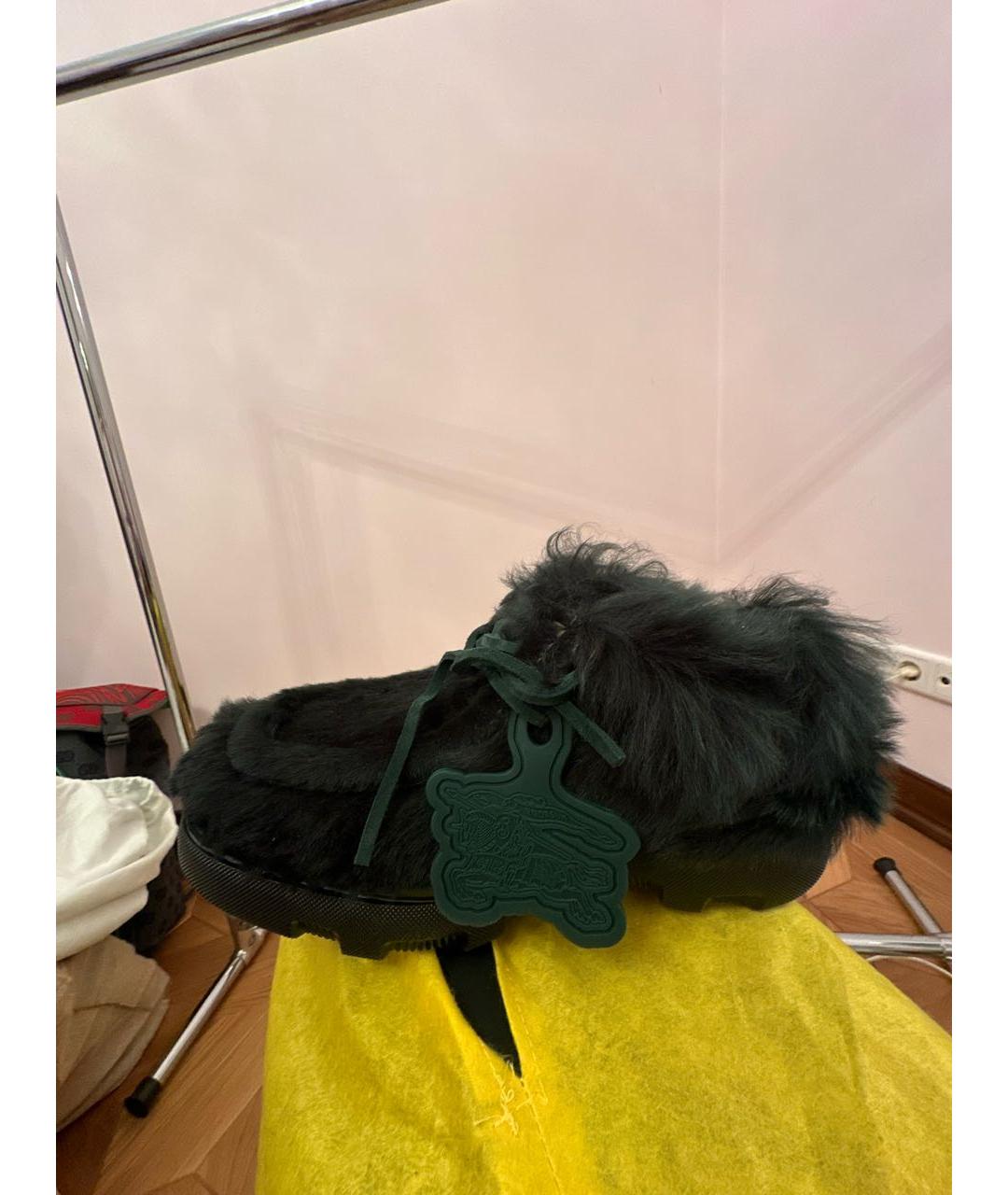 BURBERRY Зеленые кожаные низкие ботинки, фото 9