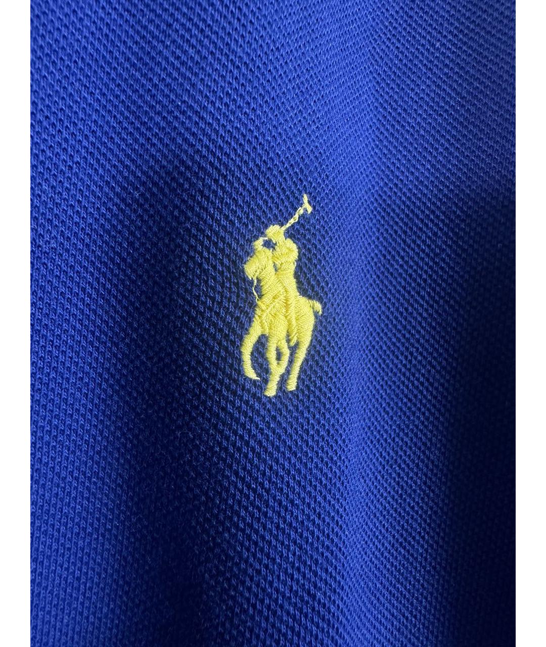 POLO RALPH LAUREN Темно-синее хлопковое поло с коротким рукавом, фото 3