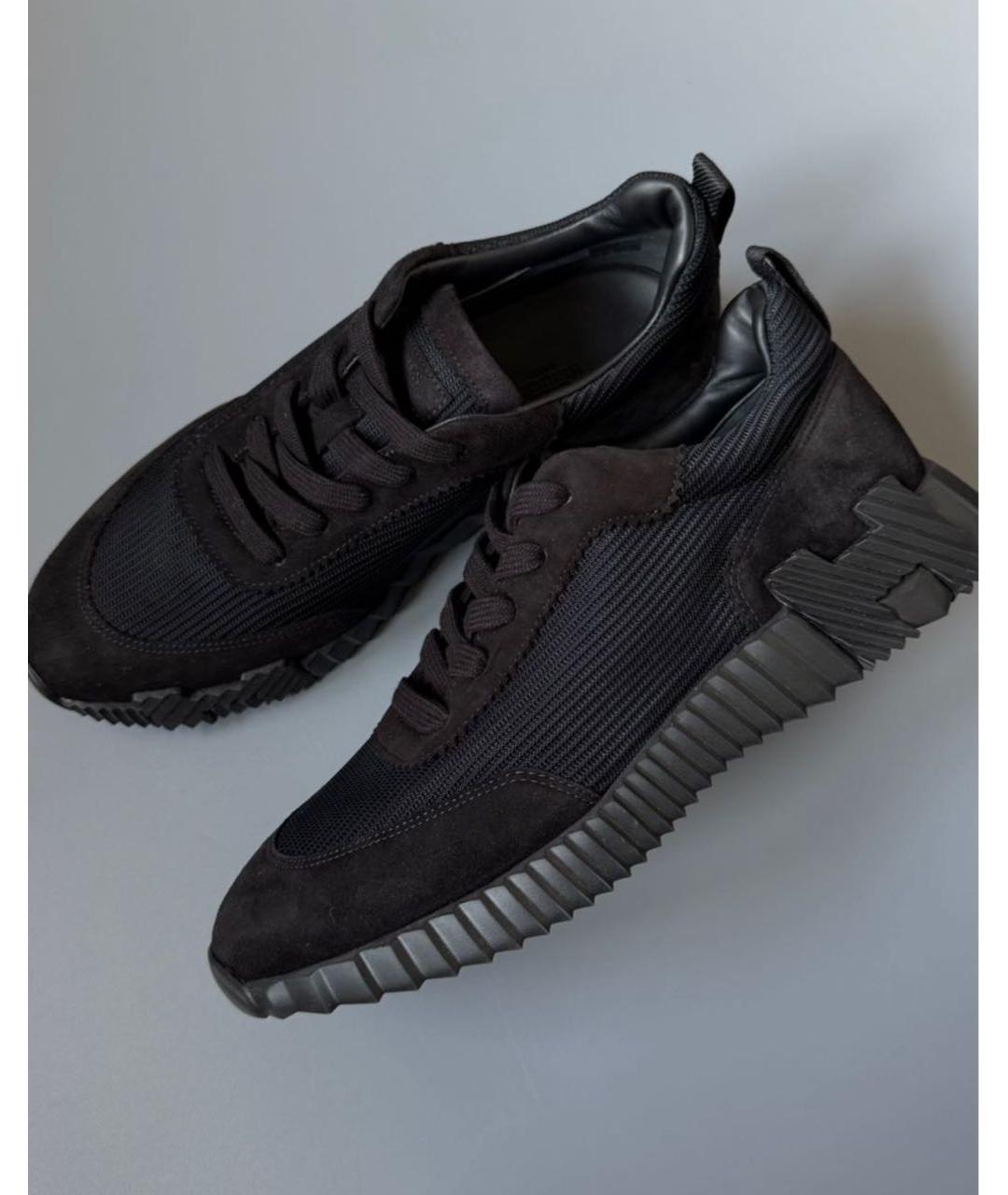 HERMES Черные текстильные низкие кроссовки / кеды, фото 4