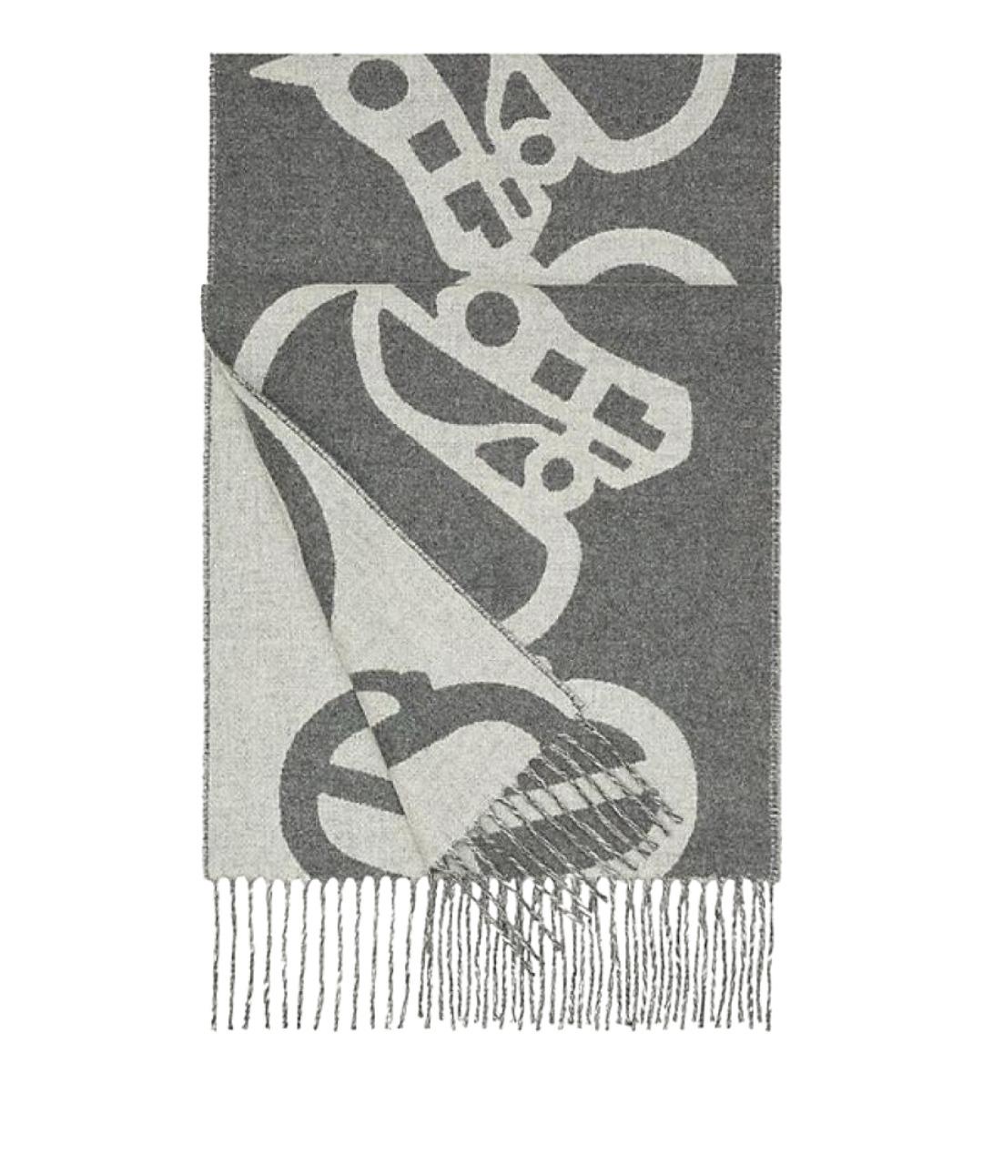 HERMES Серый кашемировый шарф, фото 1