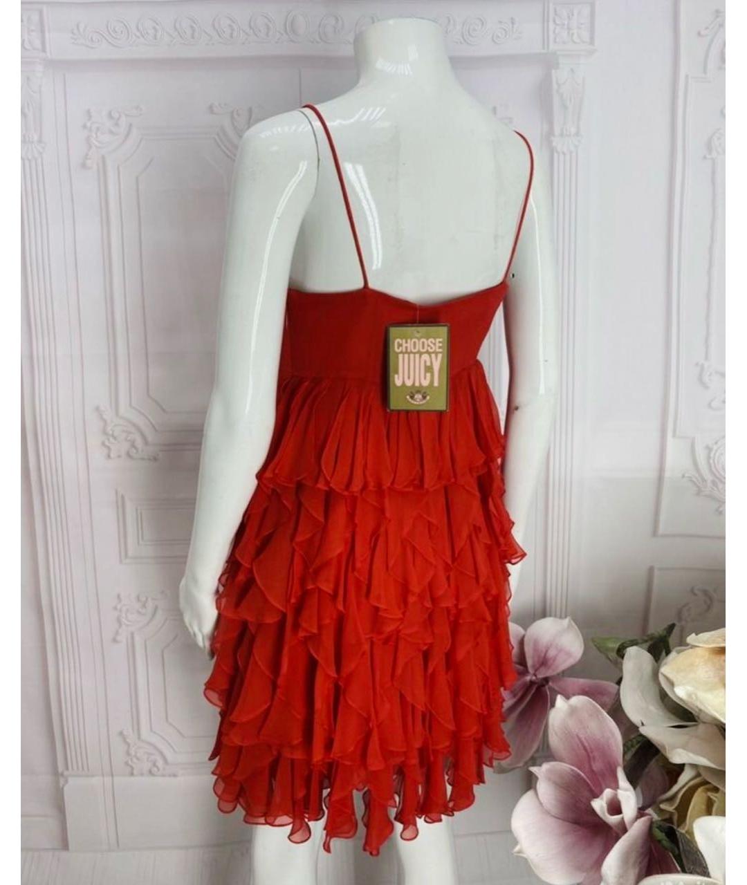 JUICY COUTURE Красное шелковое коктейльное платье, фото 8