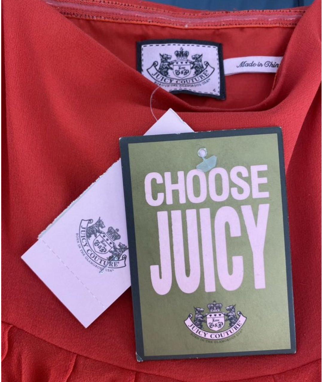 JUICY COUTURE Красное шелковое коктейльное платье, фото 4