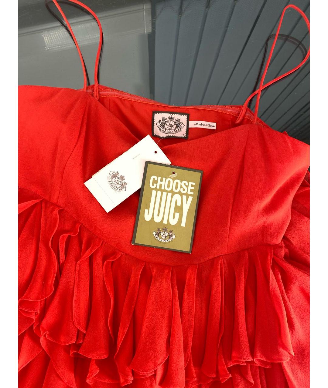 JUICY COUTURE Красное шелковое коктейльное платье, фото 3