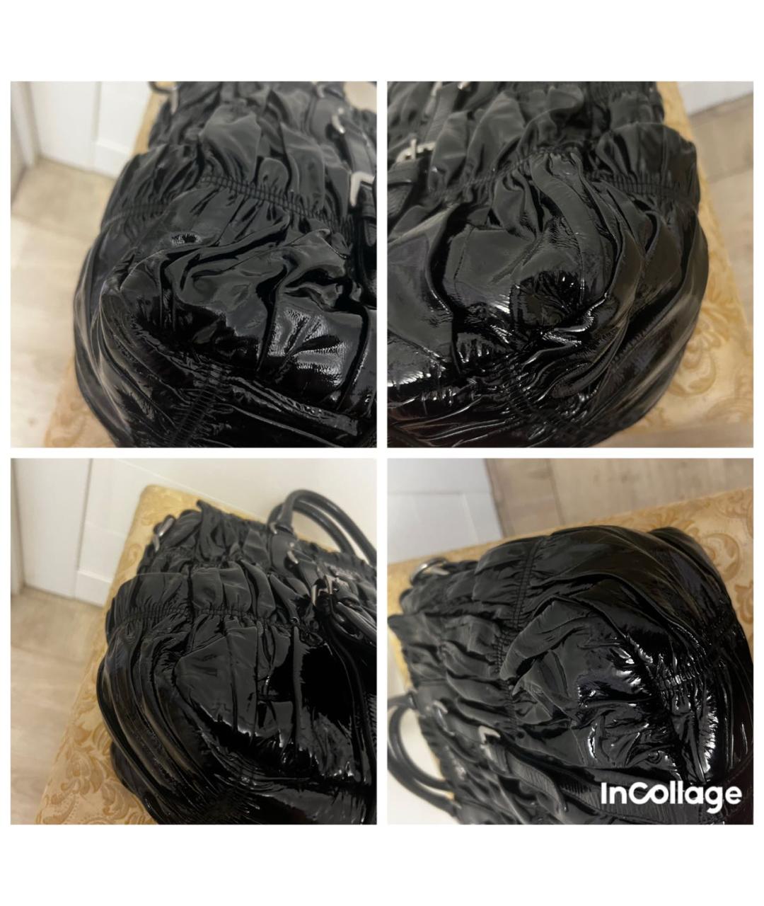 PRADA Черная сумка тоут из лакированной кожи, фото 6