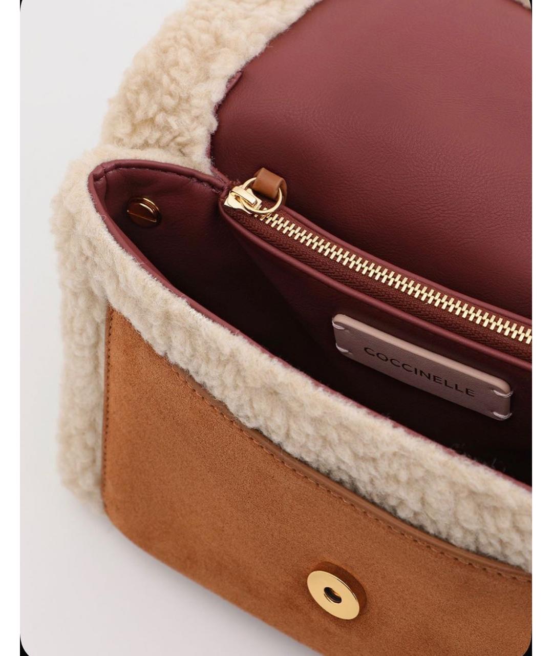 COCCINELLE Коричневая кожаная сумка с короткими ручками, фото 2