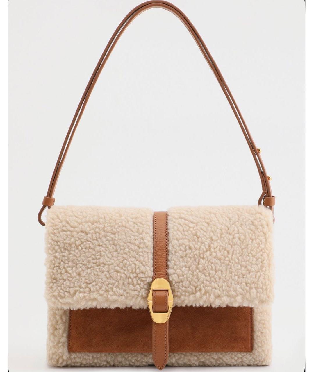 COCCINELLE Коричневая кожаная сумка с короткими ручками, фото 3