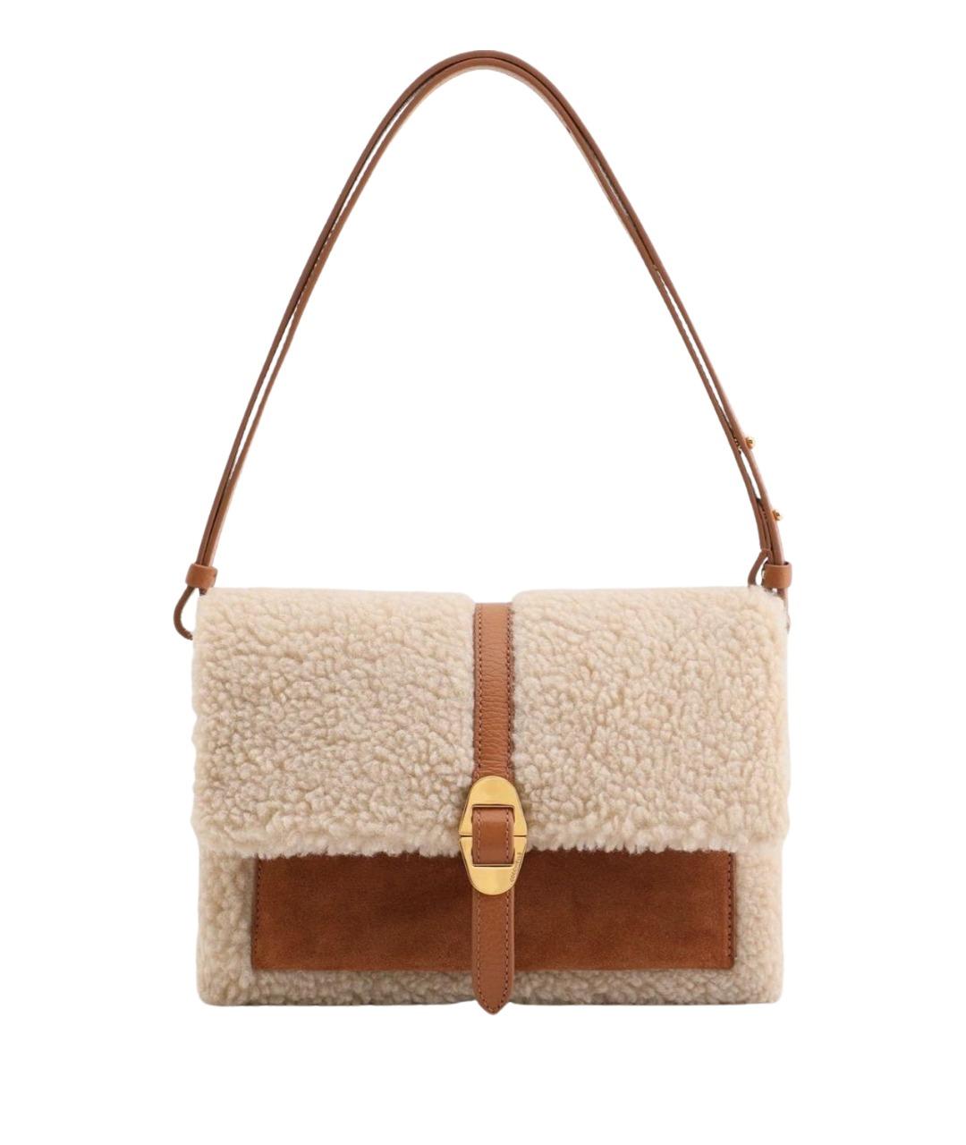 COCCINELLE Коричневая кожаная сумка с короткими ручками, фото 1