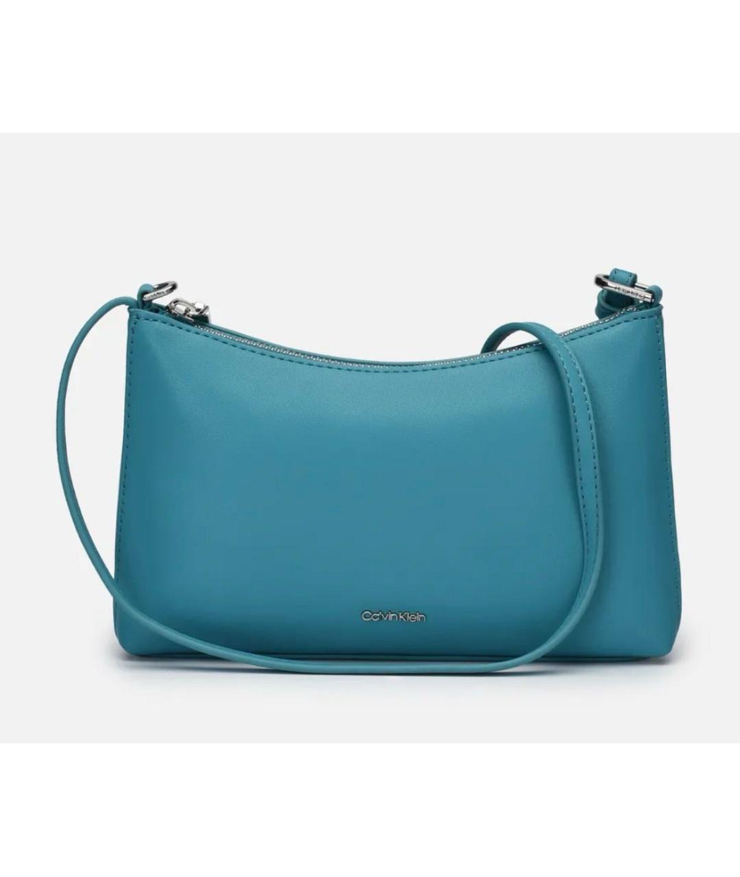 CALVIN KLEIN Бирюзовая сумка через плечо из искусственной кожи, фото 3