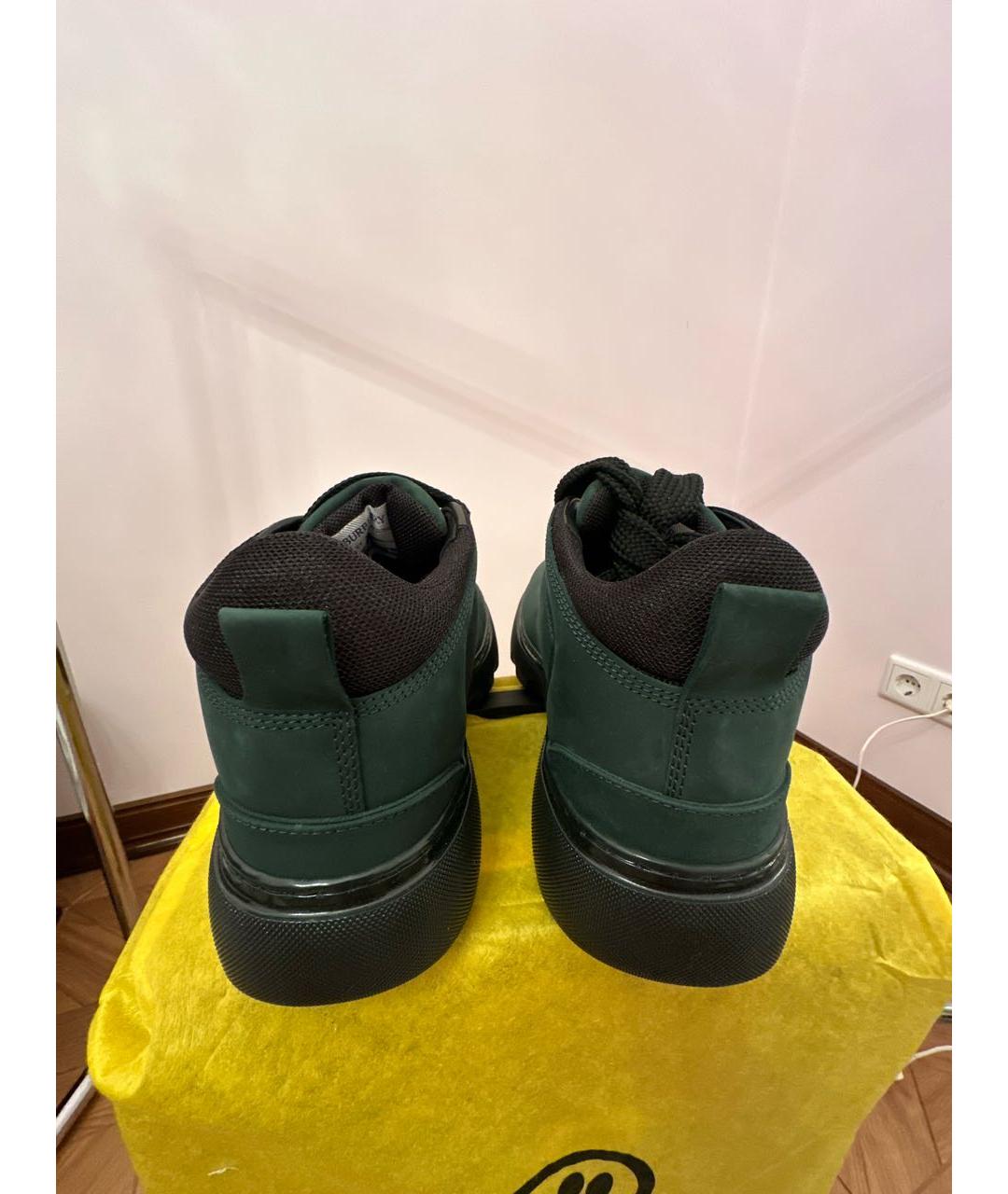 BURBERRY Хаки нубуковые низкие ботинки, фото 4