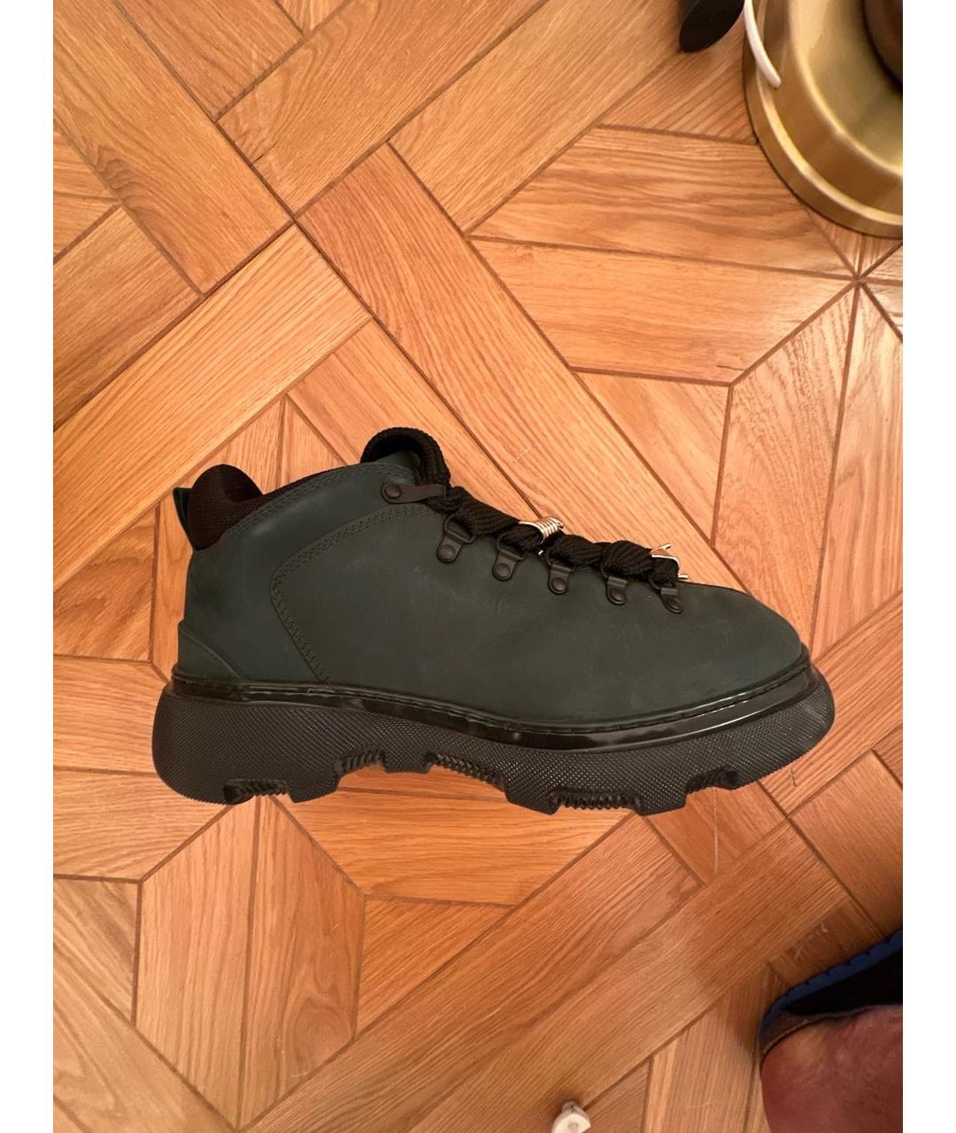 BURBERRY Хаки нубуковые низкие ботинки, фото 9