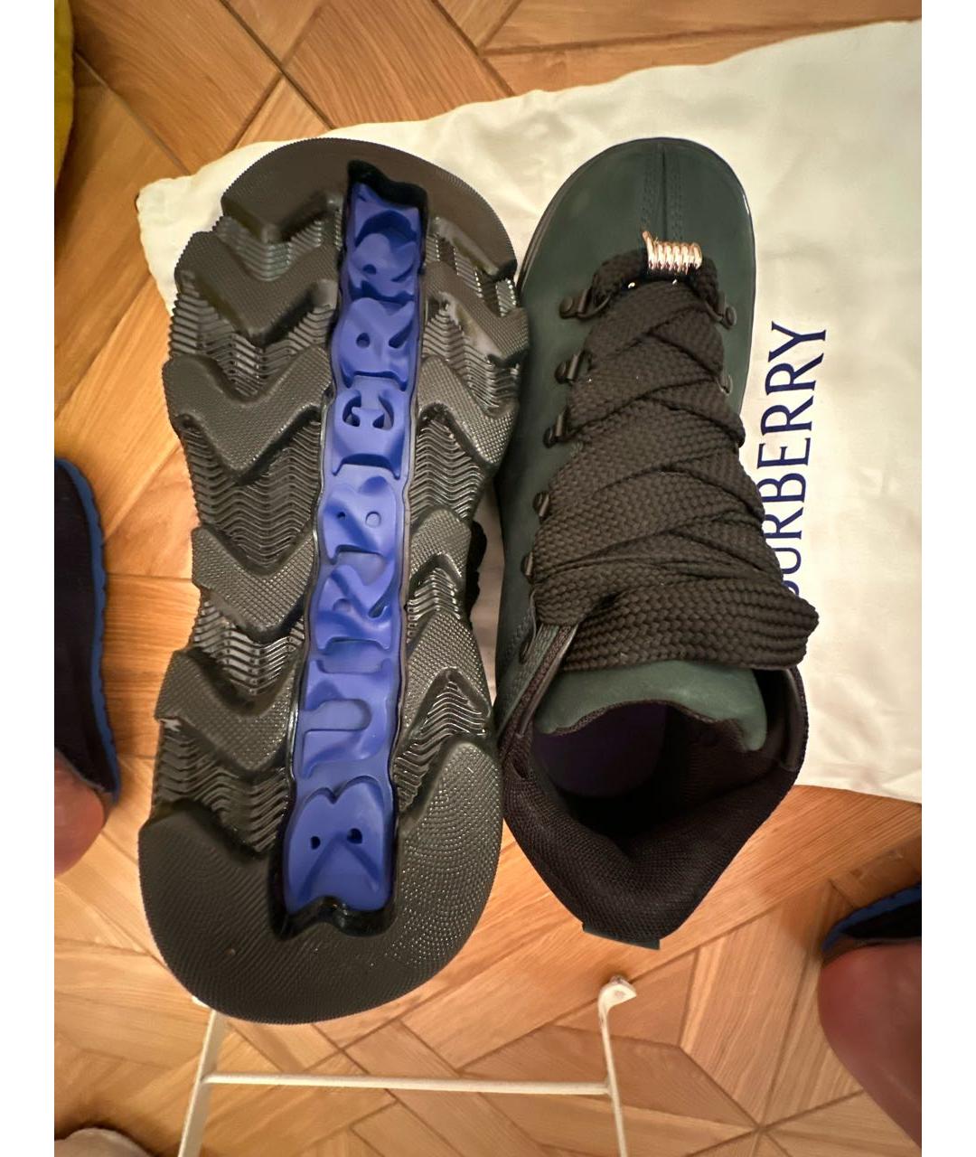 BURBERRY Хаки нубуковые низкие ботинки, фото 6