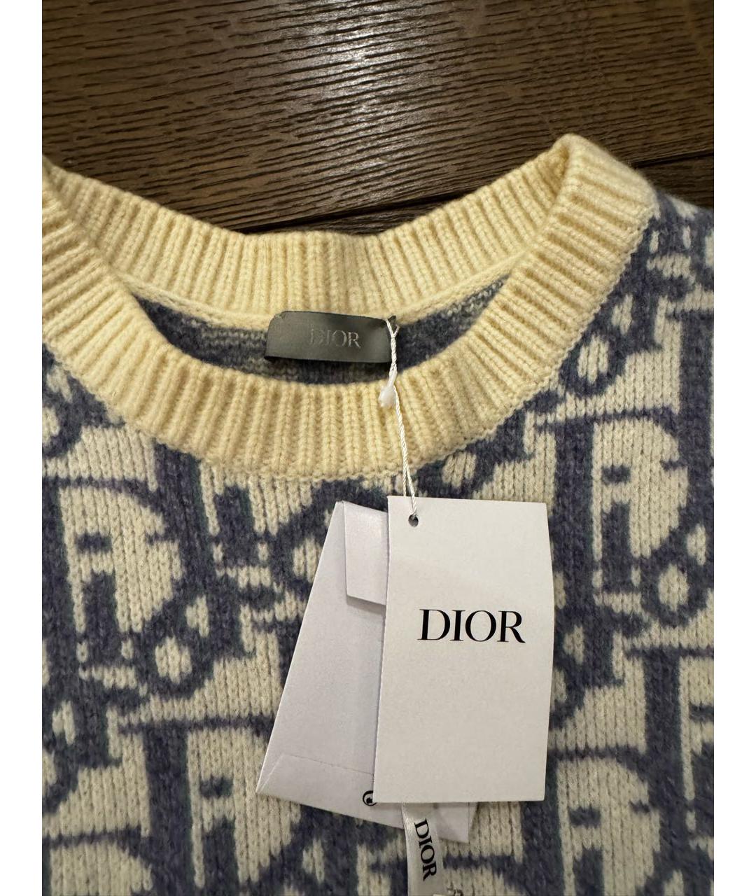 CHRISTIAN DIOR Голубой шерстяной джемпер / свитер, фото 3