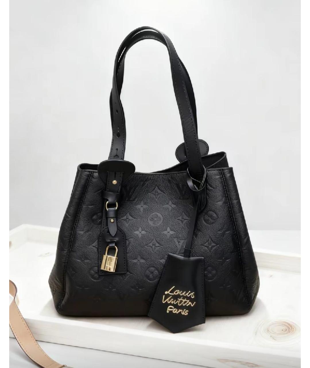 LOUIS VUITTON Черная кожаная сумка с короткими ручками, фото 6