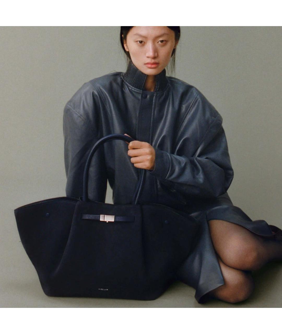 DEMELLIER Темно-синяя замшевая сумка тоут, фото 2