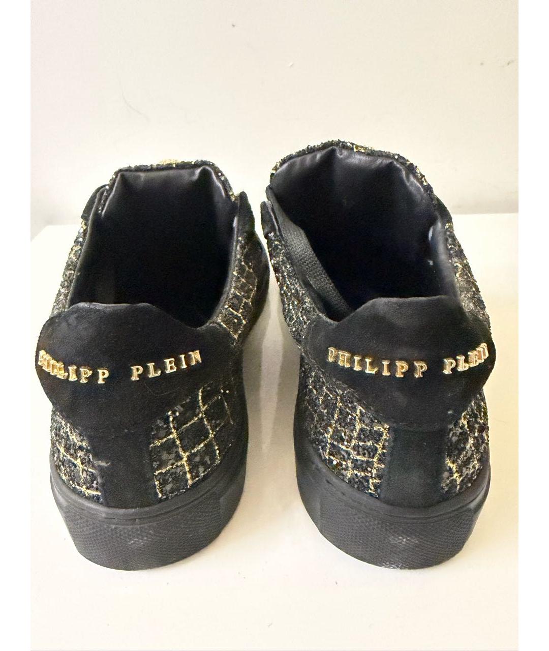 PHILIPP PLEIN Черные кожаные кеды, фото 4