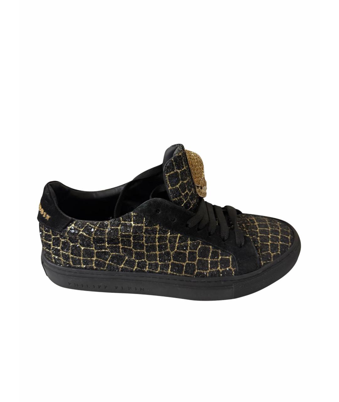 PHILIPP PLEIN Черные кожаные кеды, фото 1