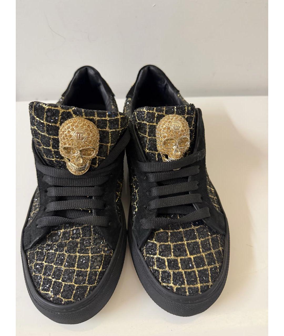 PHILIPP PLEIN Черные кожаные кеды, фото 2