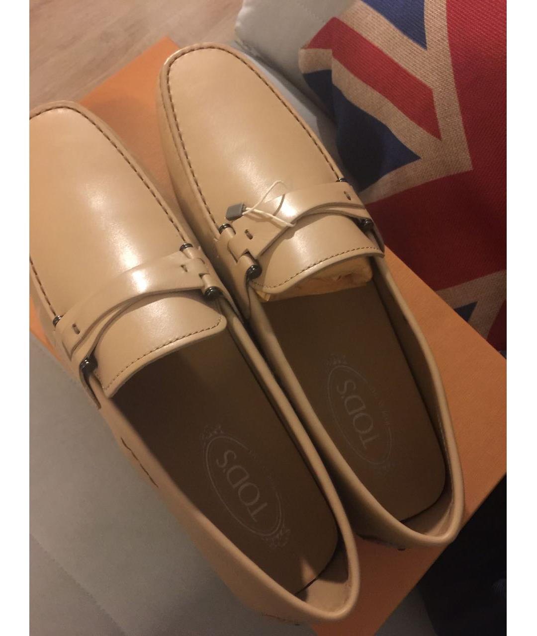 TOD'S Бежевые кожаные лоферы, фото 3