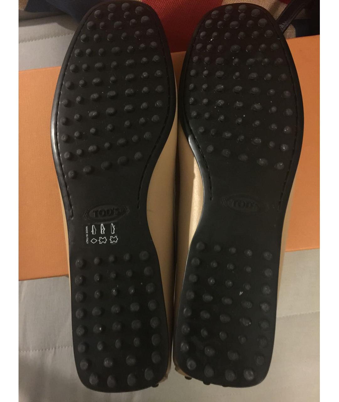 TOD'S Бежевые кожаные лоферы, фото 5