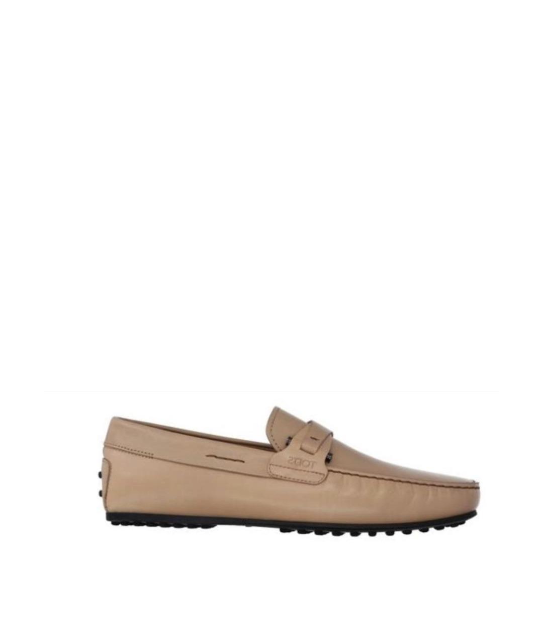TOD'S Бежевые кожаные лоферы, фото 1