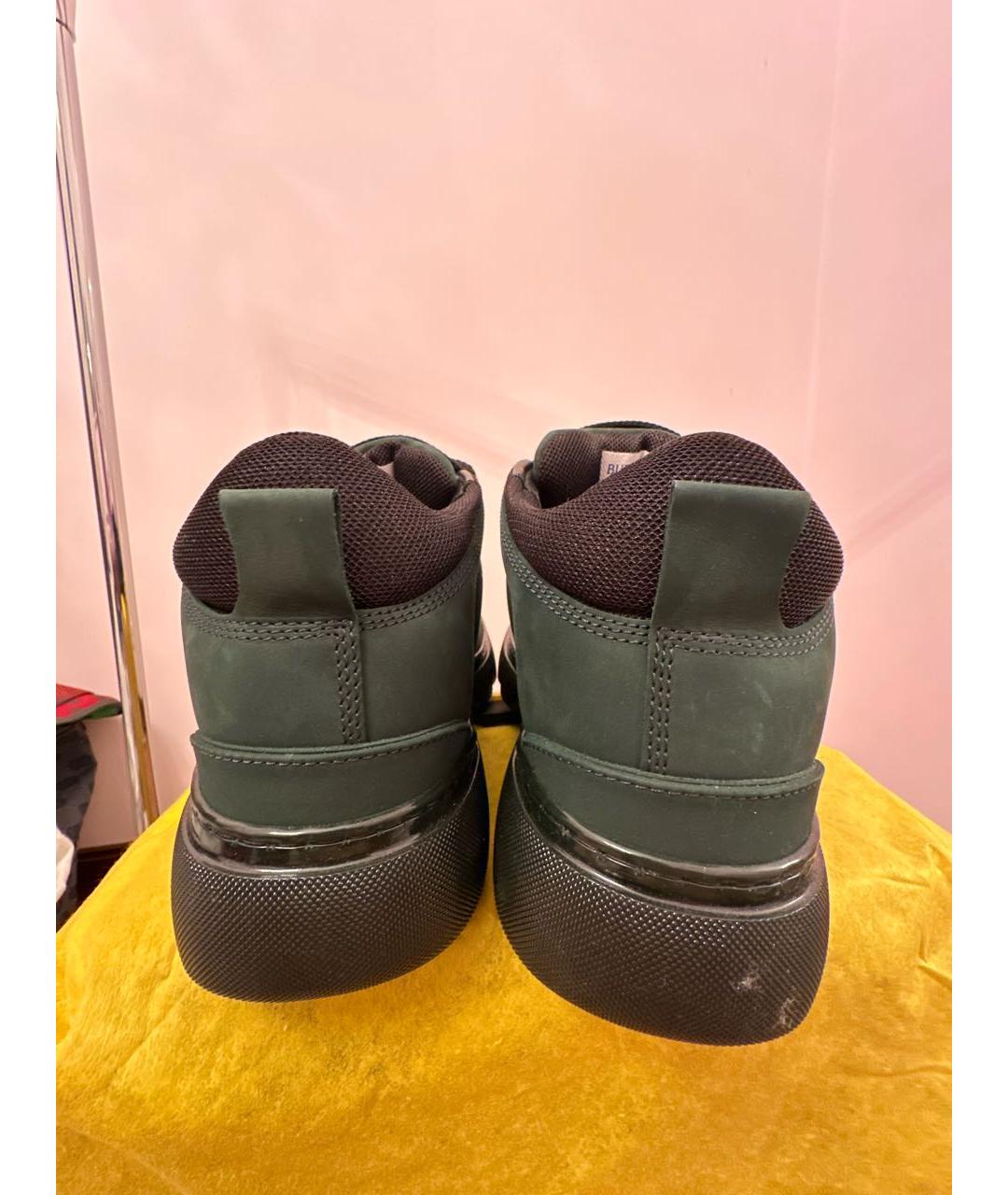 BURBERRY Хаки кожаные низкие ботинки, фото 4