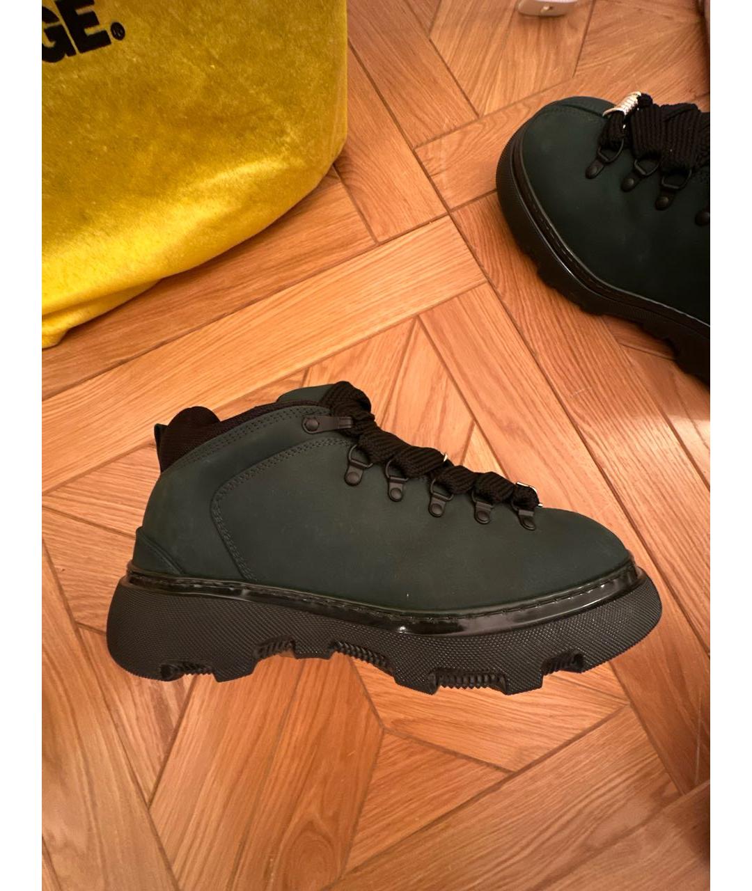 BURBERRY Хаки кожаные низкие ботинки, фото 9