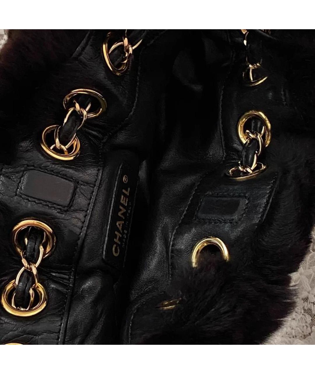 CHANEL Черная меховая сумка через плечо, фото 4