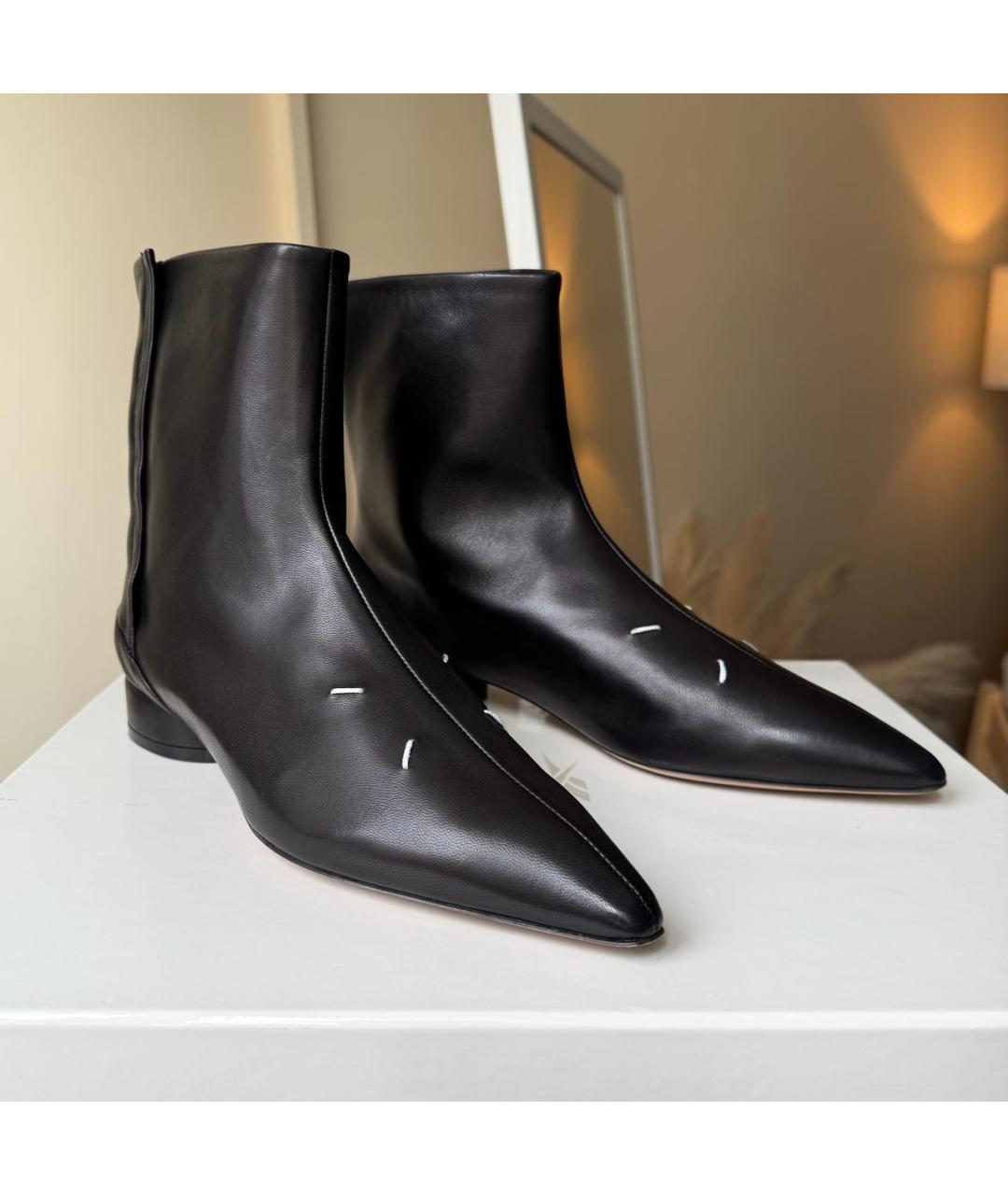 MAISON MARGIELA Черные кожаные ботинки, фото 2