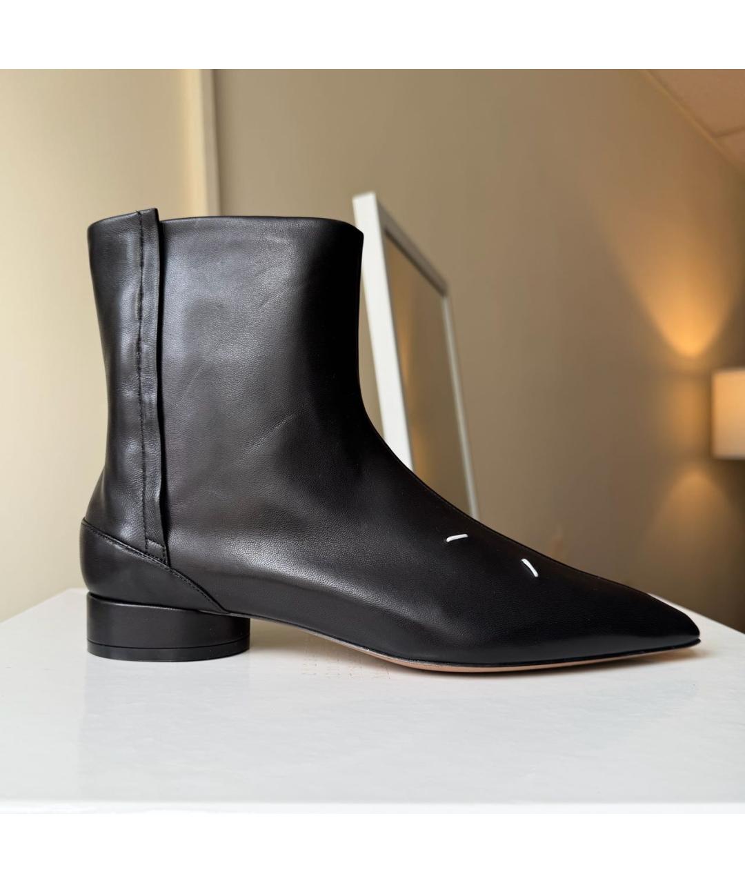 MAISON MARGIELA Черные кожаные ботинки, фото 9