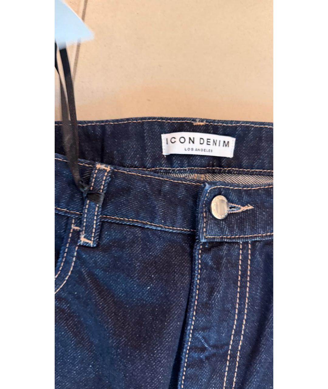 ICON DENIM Темно-синие хлопковые прямые джинсы, фото 5