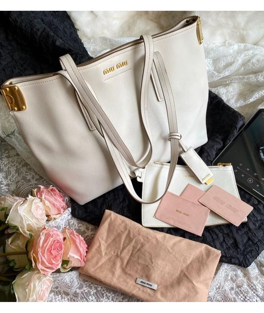 MIU MIU Белая кожаная сумка через плечо, фото 9