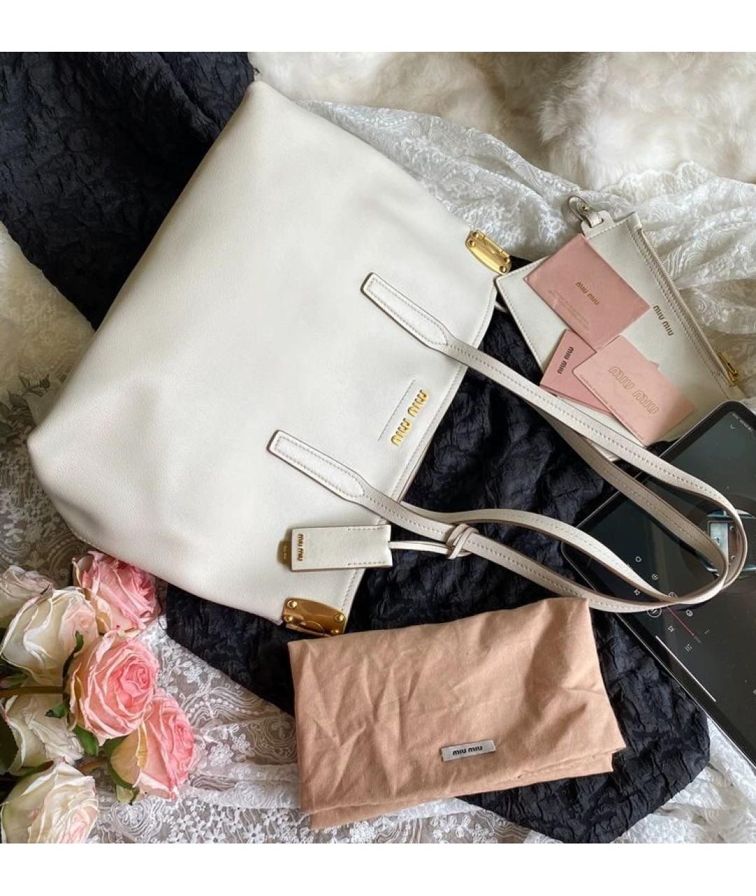 MIU MIU Белая кожаная сумка через плечо, фото 3