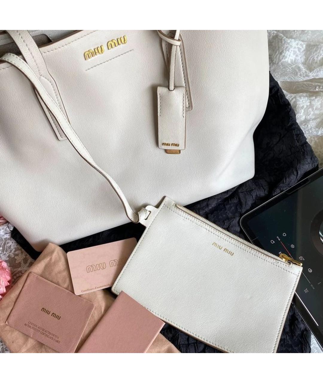 MIU MIU Белая кожаная сумка через плечо, фото 2