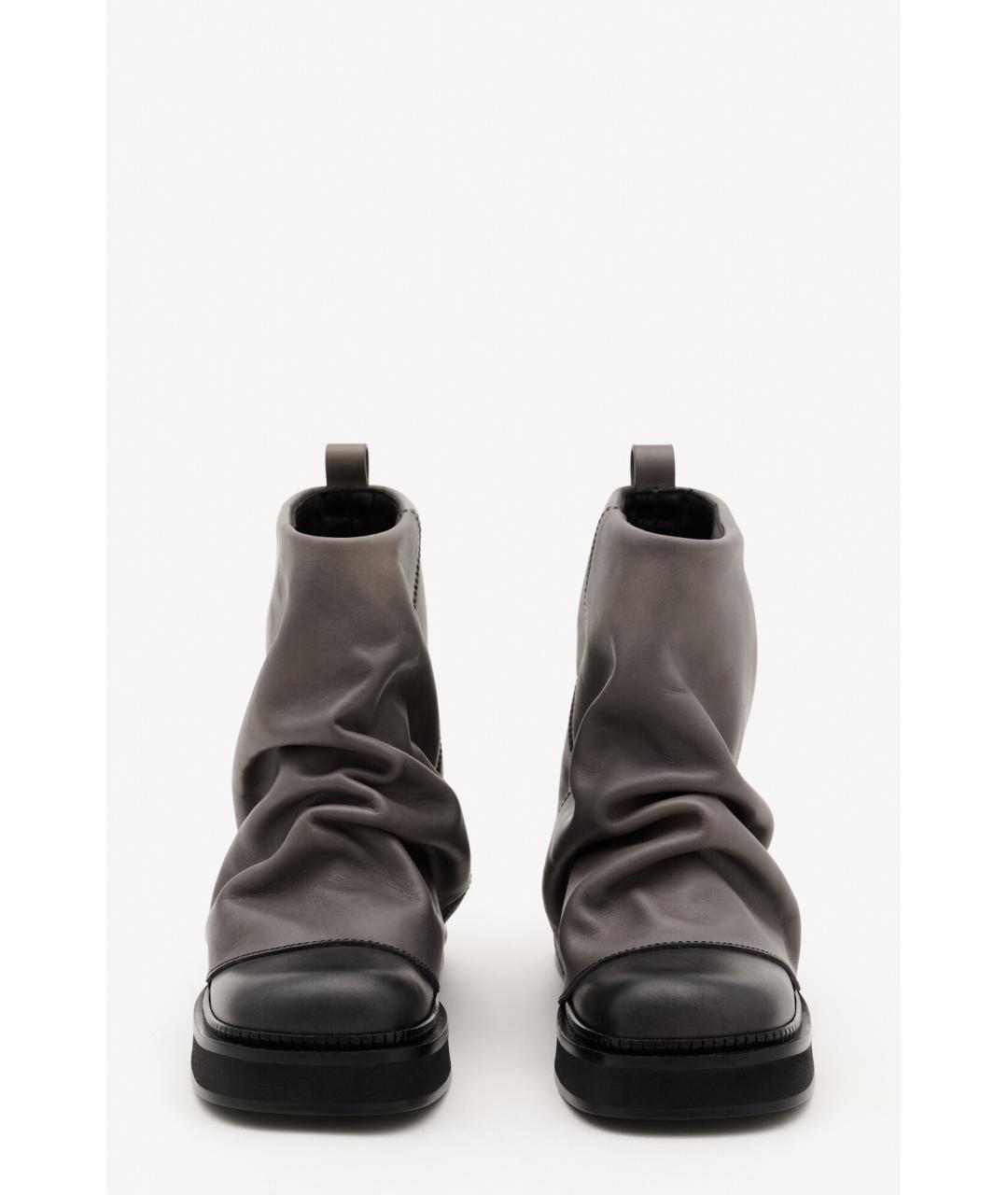 THE ATTICO Серые кожаные ботинки, фото 3