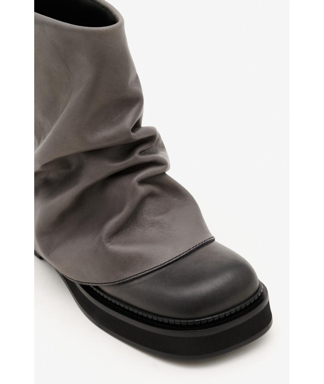 THE ATTICO Серые кожаные ботинки, фото 4